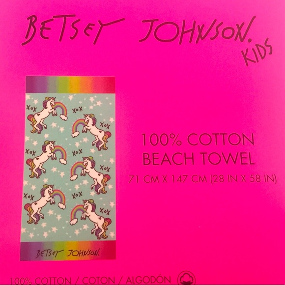 Betsey Johnson Unicorn Rainbow 🌈 Beach Towel BNWT - Picture 3 of 5